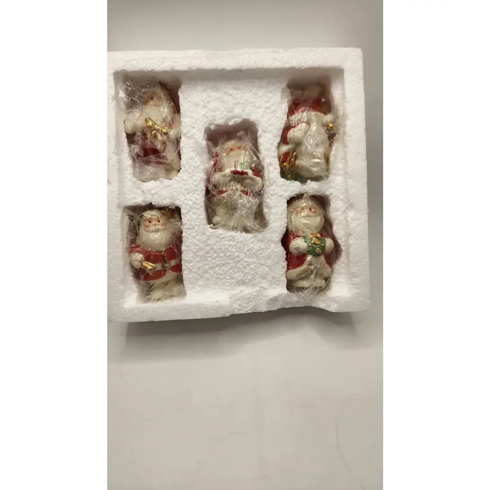 Lenox Standabouts Santa Set of 5 Porcelain Christmas Ornaments 6339428 Box